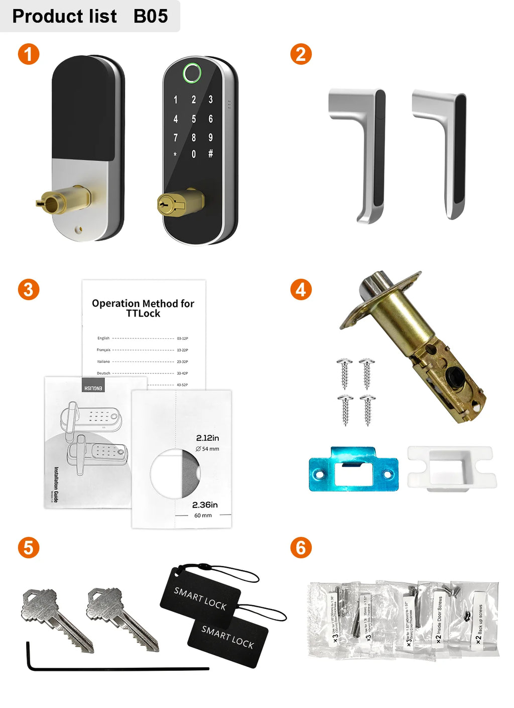 Smart Fingerprint Door Lock With Handle And Keypad