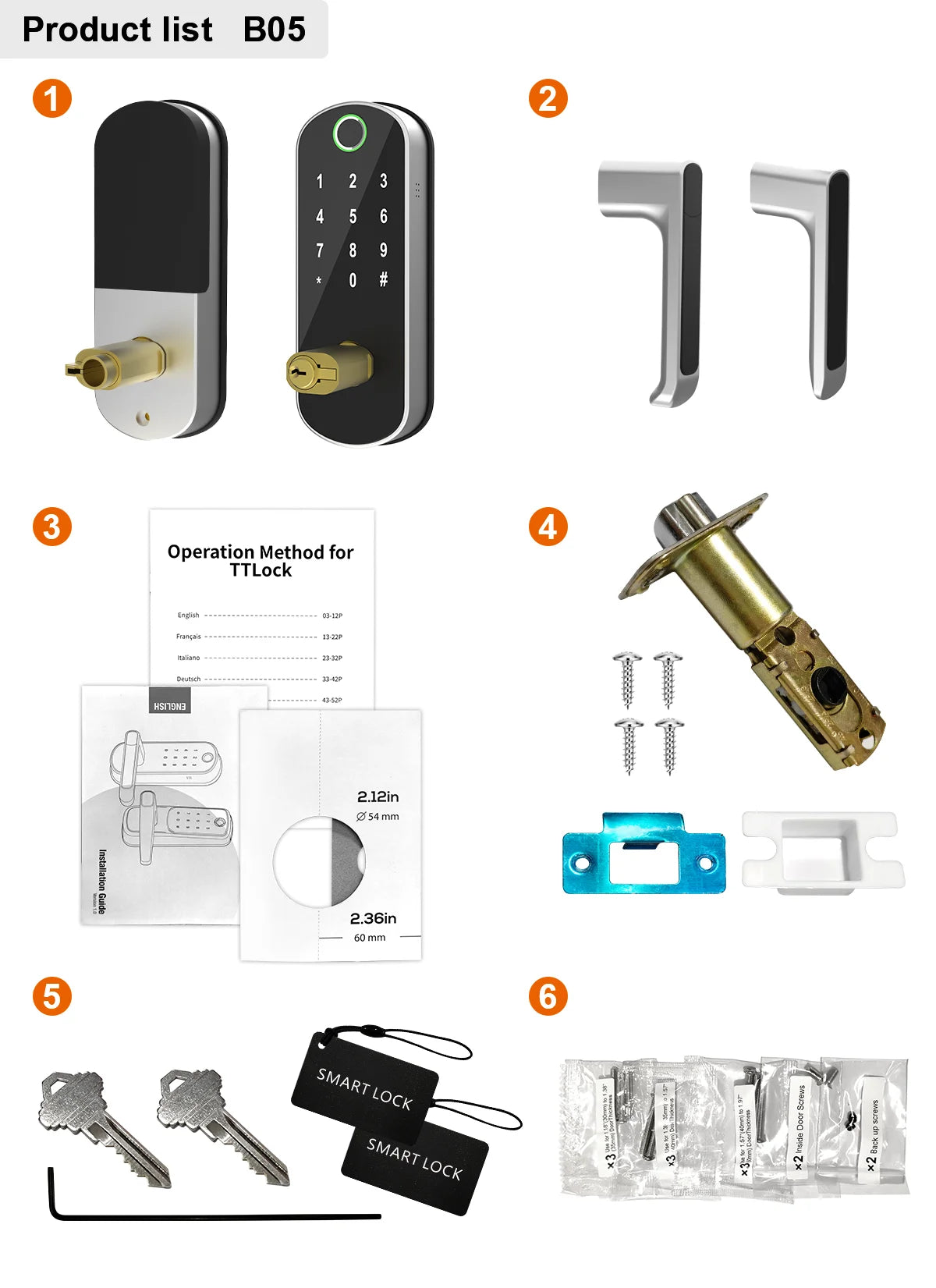 Smart Fingerprint Door Lock With Handle And Keypad
